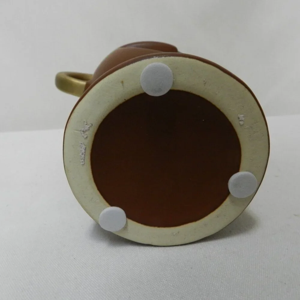 Abstract Face Ceramic Vase double handles brown gold 7
